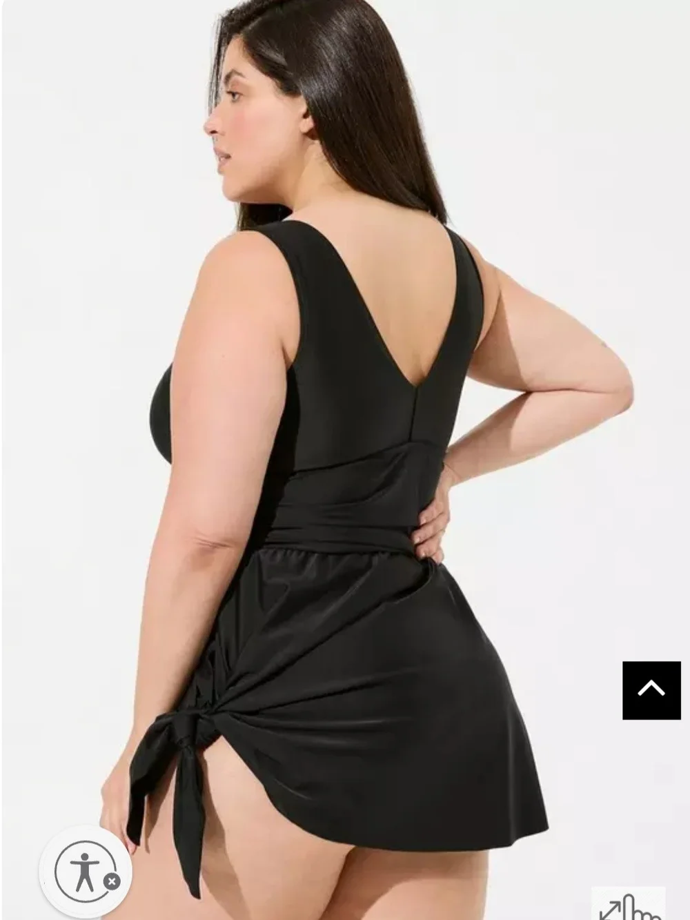 Plus Size Black V-Neck Swimdress with Side Tie Torrid Size 2